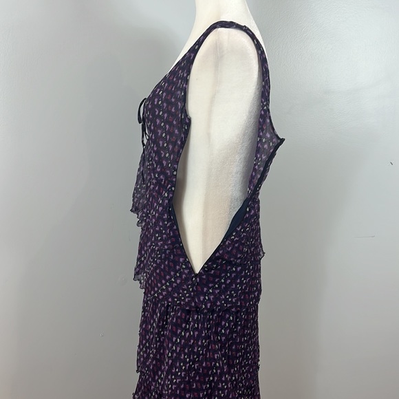 Moschino Cheap and Chic Silk Halter Top Ruffle Dress with Purple Heart Pattern - Picture 16 of 17